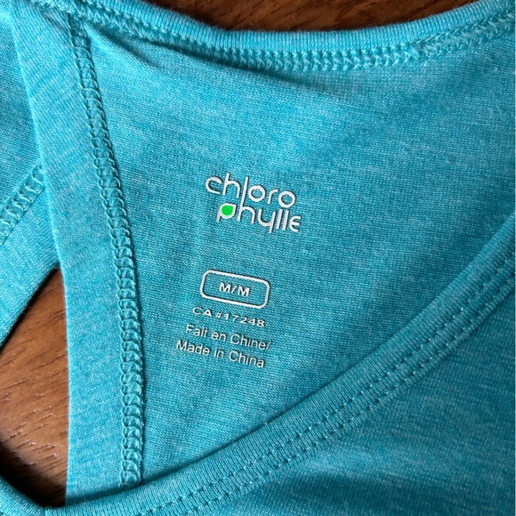 Chlorophylle aqua open-back sports t-shirt in M - Picture 6 of 6